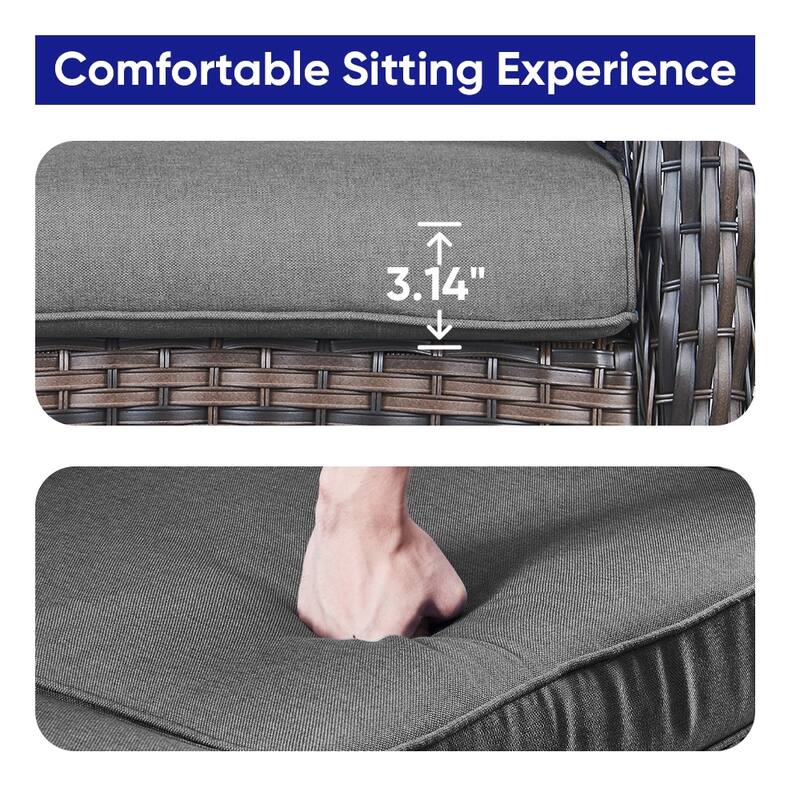 Patio Glider Sofa with Rocking Chair, Ottoman, Side Table