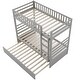 preview thumbnail 8 of 7, Gray Twin Solid Pine Bunk Beds with Safety Rail, Movable Trundle, Ladder, Guardrails