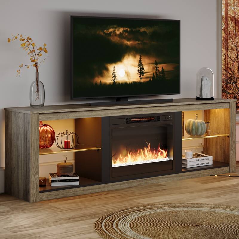 TV Stand for TVs up to 75" with Fireplace, LED Entertainment Center