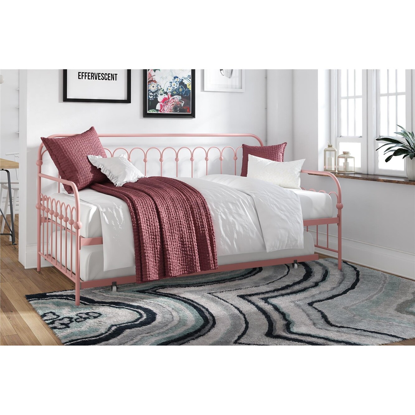 Novogratz Bright Pop Twin Metal Daybed with Twin Trundle Bed