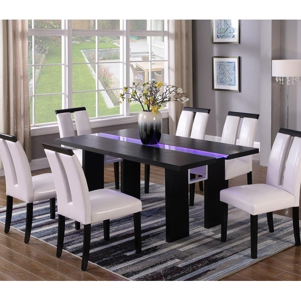 Best Master Furniture Black Wood Dining Table with LED Lighting