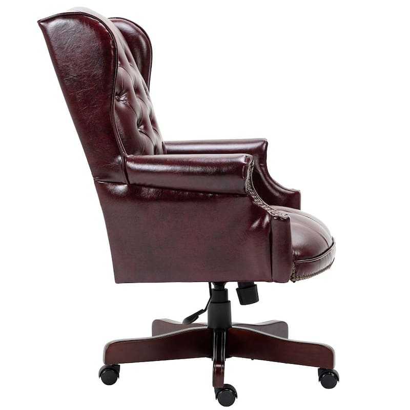 Executive PU Leather Tilt Swivel Office Chair, Ergonomic Reclining Comfortable Desk Chair