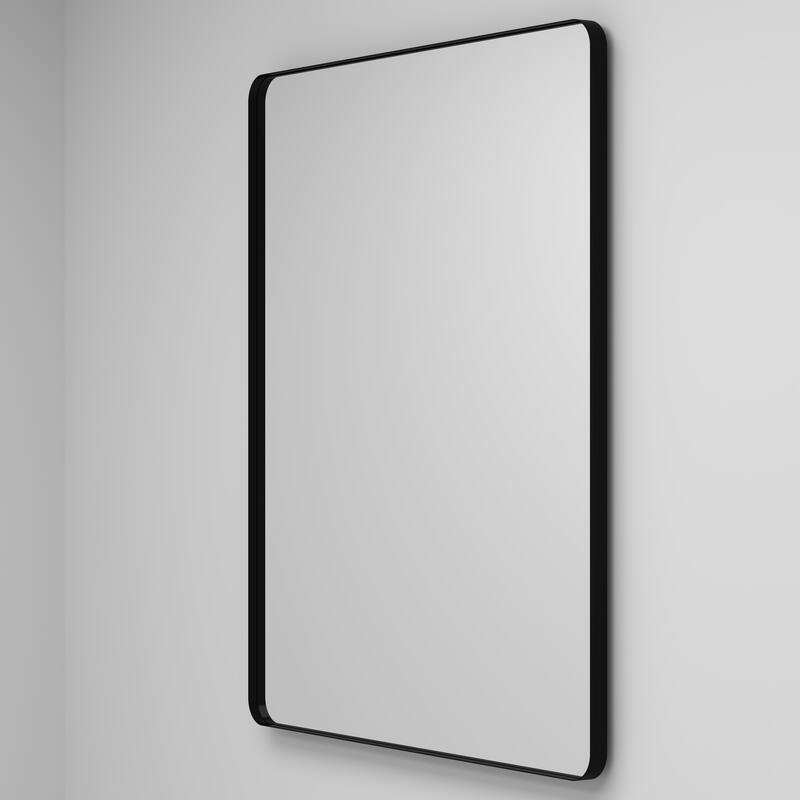 30 x 36 Inch Black Metal Framed Rectangular Tempered Bathroom Mirror for Wall