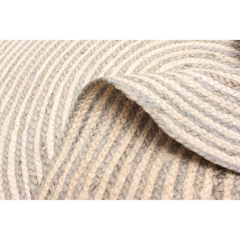 ECARPETGALLERY Braided Weave Palas Denizli Grey Jute Rug - 3'3 x 3'3