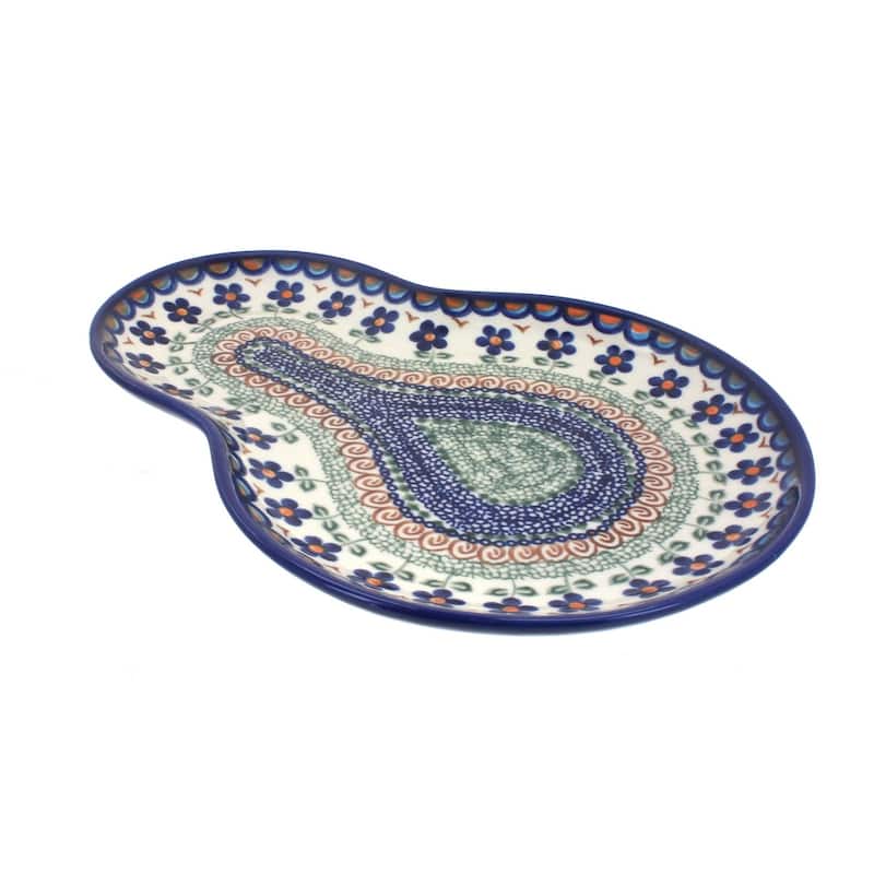 Blue Rose Polish Pottery 209 Vena Breakfast Plate - Aztec Flower