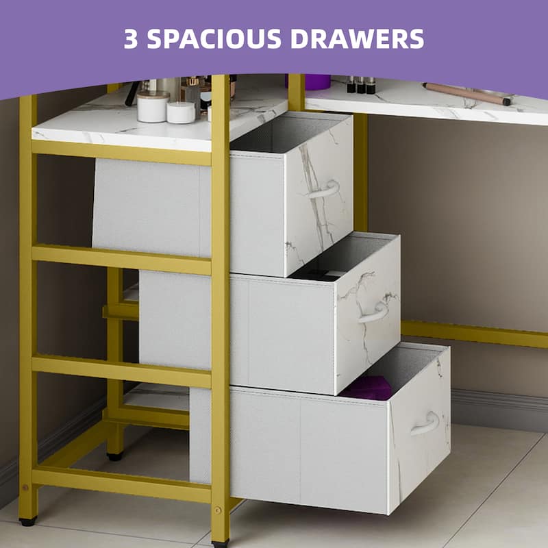 Moasis L Shape Nail Desk With Charger Station