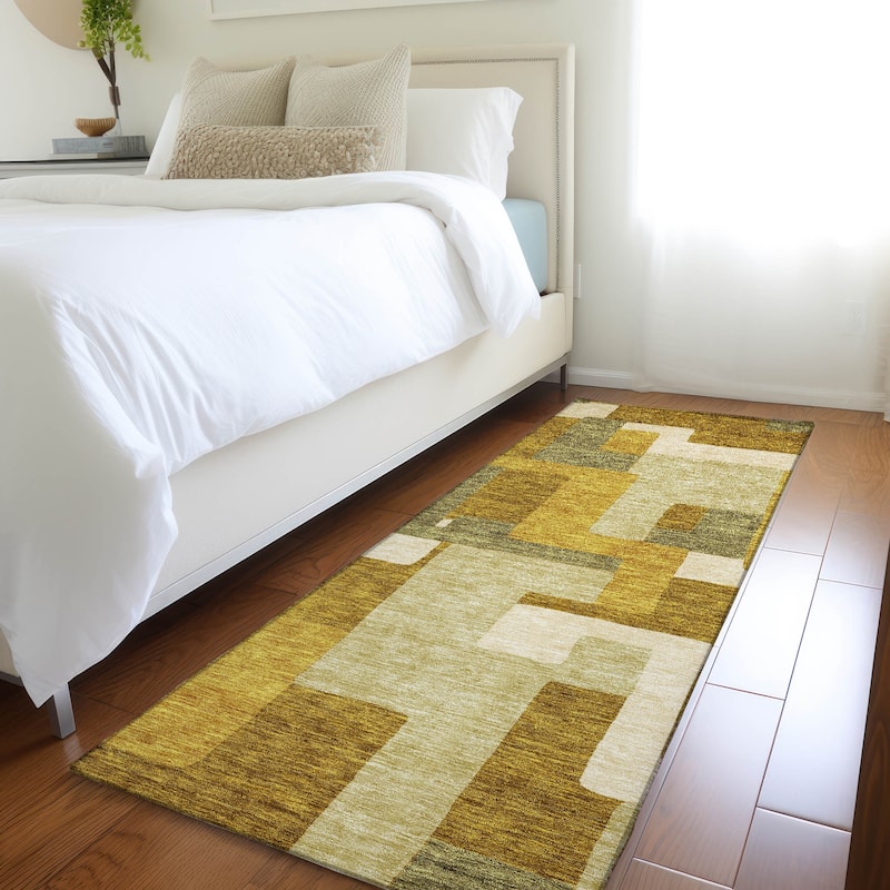 Premium Washable Super Soft Geo Casual Mayfield Rug - Wheat - 2'3" x 7'6"