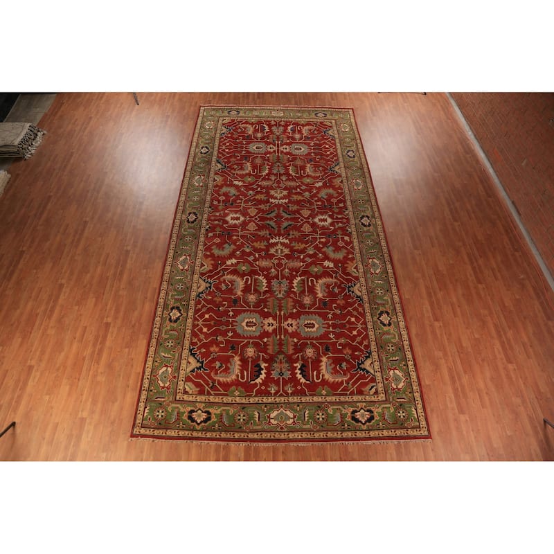 All-Over Large Oushak Indian Rug Handmade Wool Carpet - 8'11"x 18'0"
