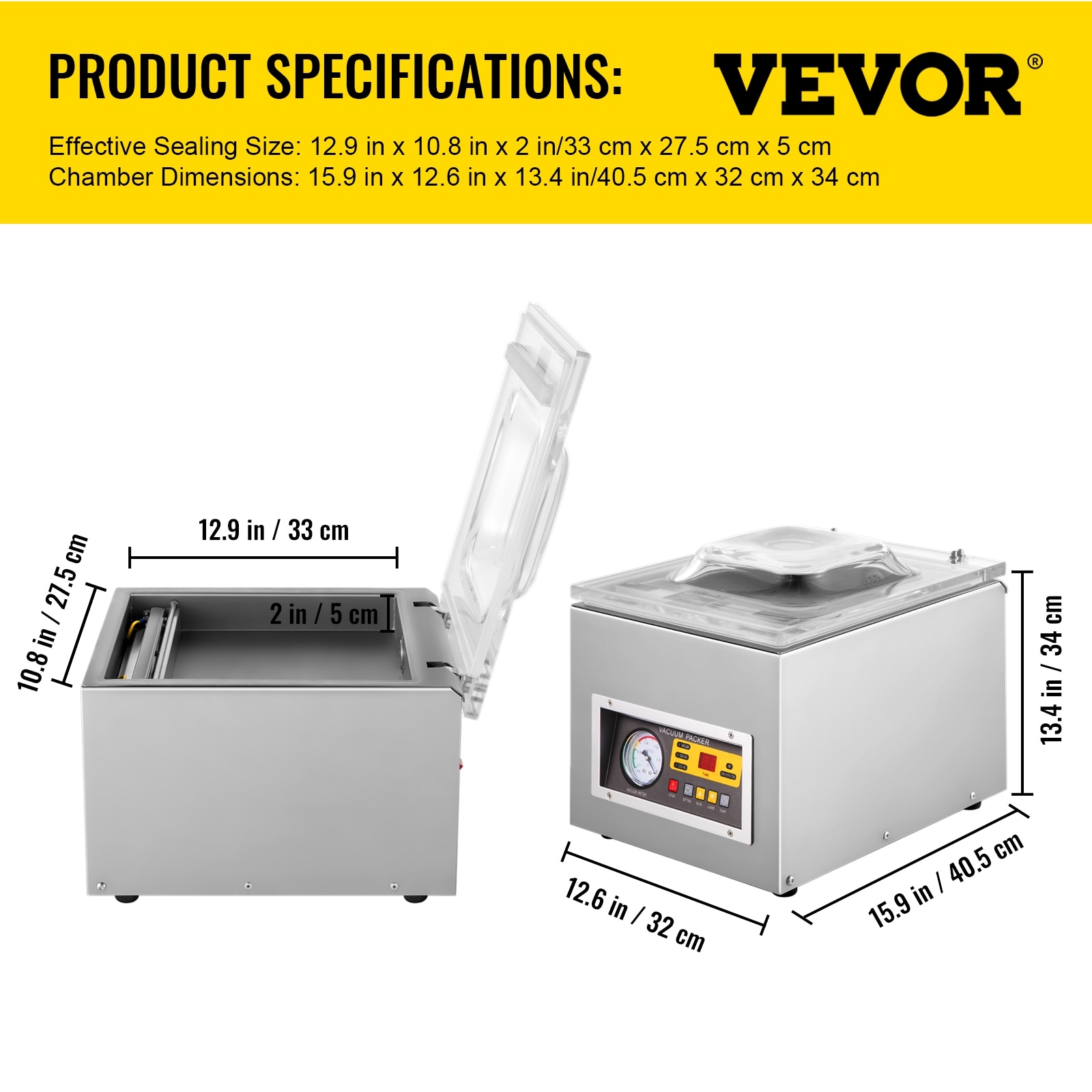 VEVOR Commercial Vacuum Sealer Chamber Packing Bag Sealing Machine