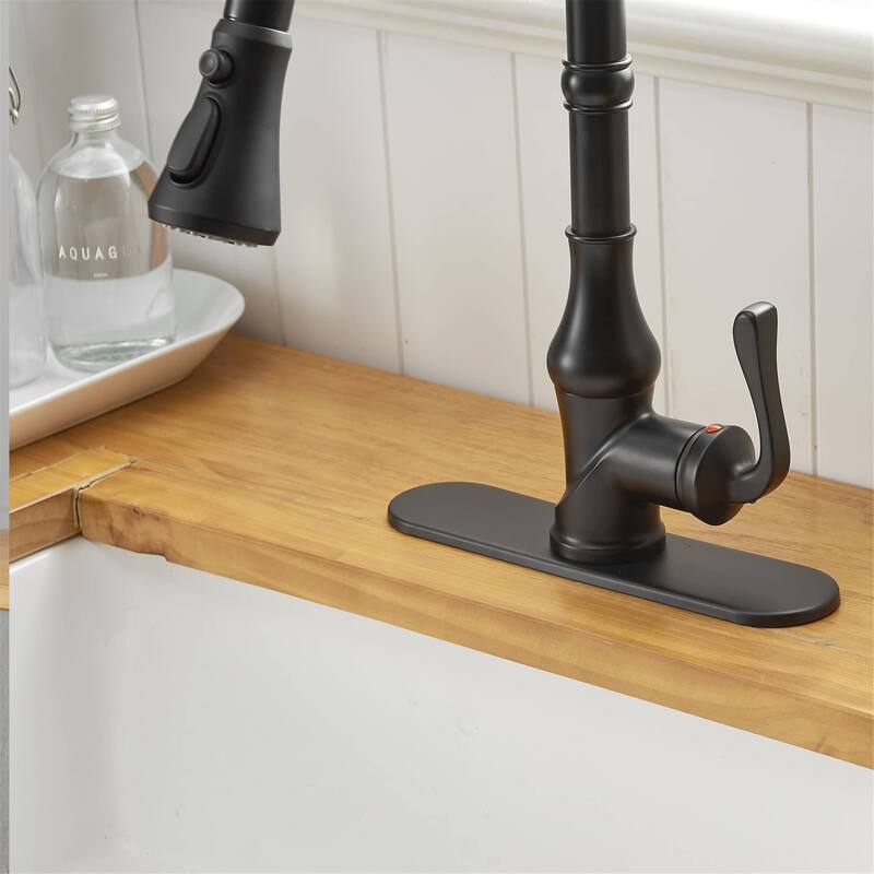 Single Handle Kitchen Faucet With Pull Down Sprayer Modern Kitchen Sink Faucets One Hole Basin Taps With Valve and Deck Plate