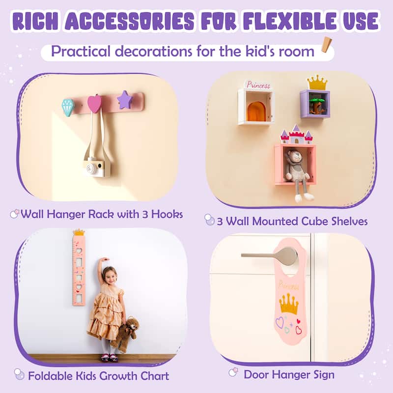 Costway Kids Vanity Set Princess Makeup Pretend Play Dressing Mirror - See Details