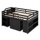 preview thumbnail 5 of 57, Artsy Full Size Loft Bed with Retractable Writing Desk and 3 Drawers, Wooden Loft Bed with Storage Stairs and Shelves, Espresso