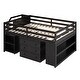 preview thumbnail 13 of 25, Full Size Loft Bed with Retractable Writing Desk and 3 Drawers, Wooden Bed with Storage Stairs and Shelves