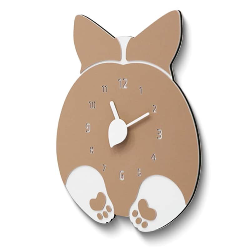 Curata Pink and White Dog Quartz Wall Clock