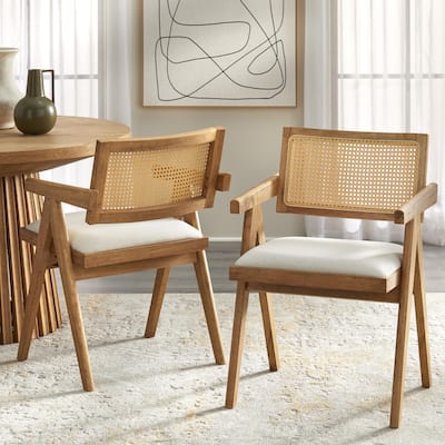 Simple Living Morena Solid Wood Dining Armchair with Cane (Set of 2)