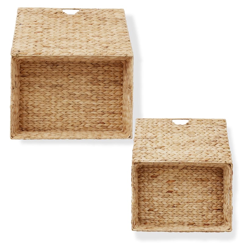 Water Hyacinth Rectangular Storage Baskets with Lids Nesting Basket