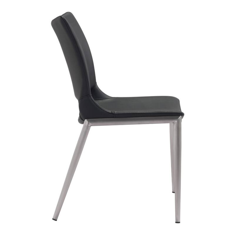 Set of 2 Dining Side Chairs with Silver Legs and Stainless Steel Frame - 22.2” x 21.3” x 35”