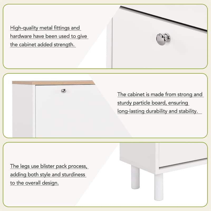 Merax Narrow Design Shoe Cabinet with 3 Flip Drawers, 3 Hooks