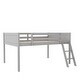 preview thumbnail 6 of 20, Full Size Low Loft Bed with Convertible Ladder, Wooden Sturdy Kids Bed Frame with Safety Guardrails for Bedroom, Grey