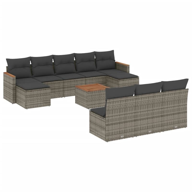 vidaXL Patio Sofa Set with Cushions Outdoor Conversation Furniture Poly Rattan