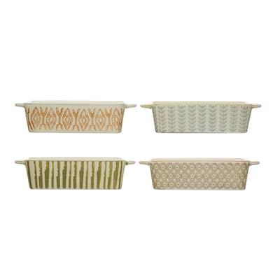 Hand-Stamped Stoneware Bake Pans