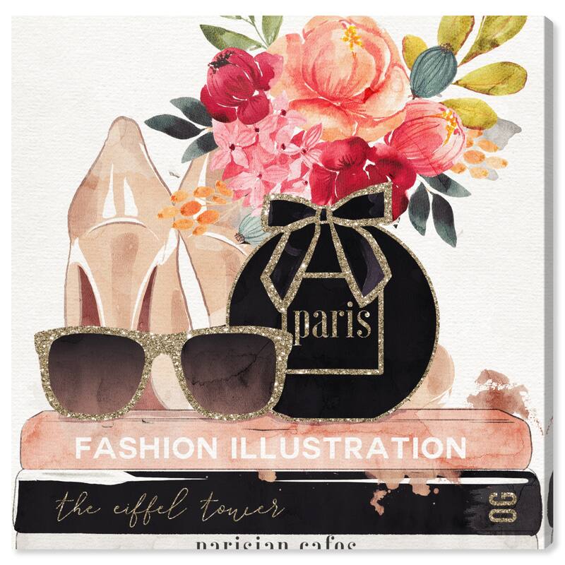 Wynwood Studio Canvas Fashion and Glam Glamorous Perfume Stack Gold and Metallic Gold Glam Wall Art Canvas Print
