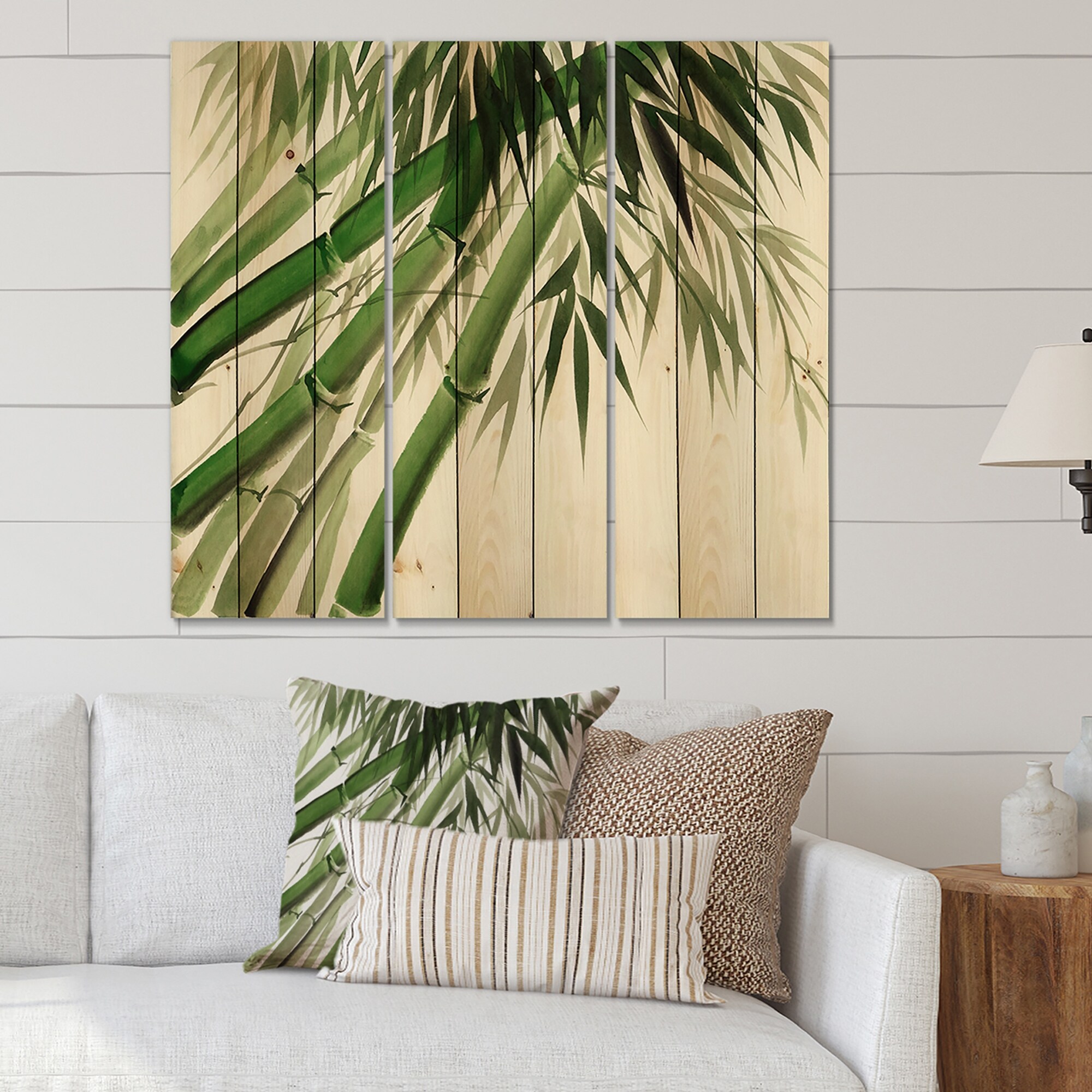 Designart 'Vintage Dark Green Bamboo' Traditional Print on-image