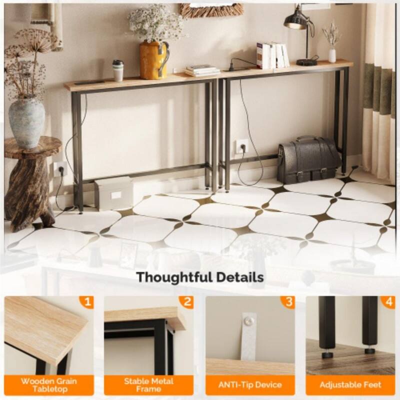 VINGLI 2-piece Set Triamine + Iron 200 * 15 * 79cm with Power Strip Foyer Table