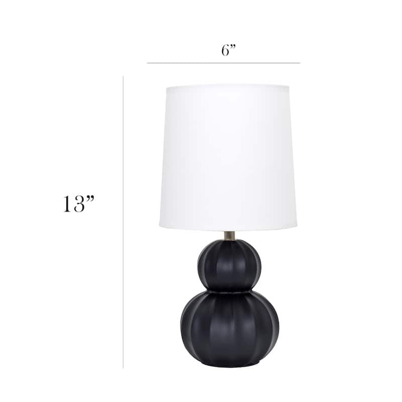 Double Gourd Ceramic Table Lamp with Fabric Shade - 6 x 6 x 13 in. (L x W x H)