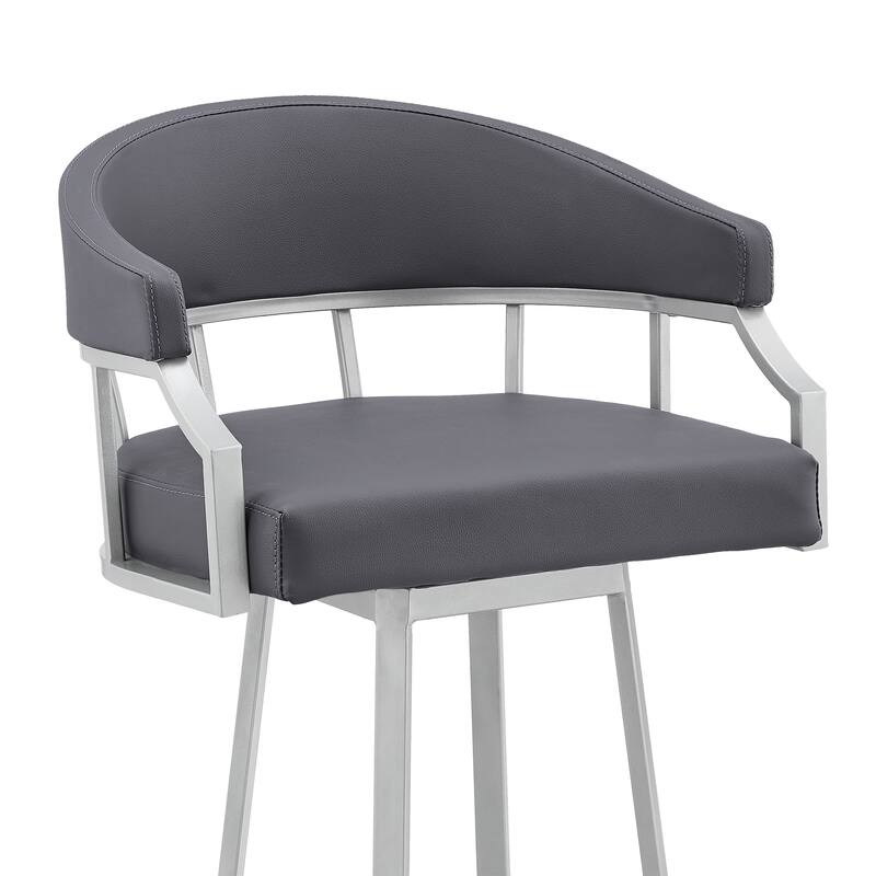 Valerie Modern Swivel Bar Stool, Upholstered Counter Height Chair with Metal Frame