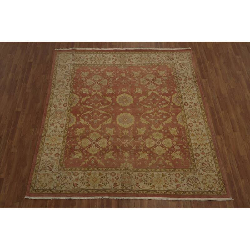Hand Knotted Oriental 100% Wool Carpet Traditional Floral Oranges & Rust Ziegler Area Rug - 8' 2'' X 7' 9''