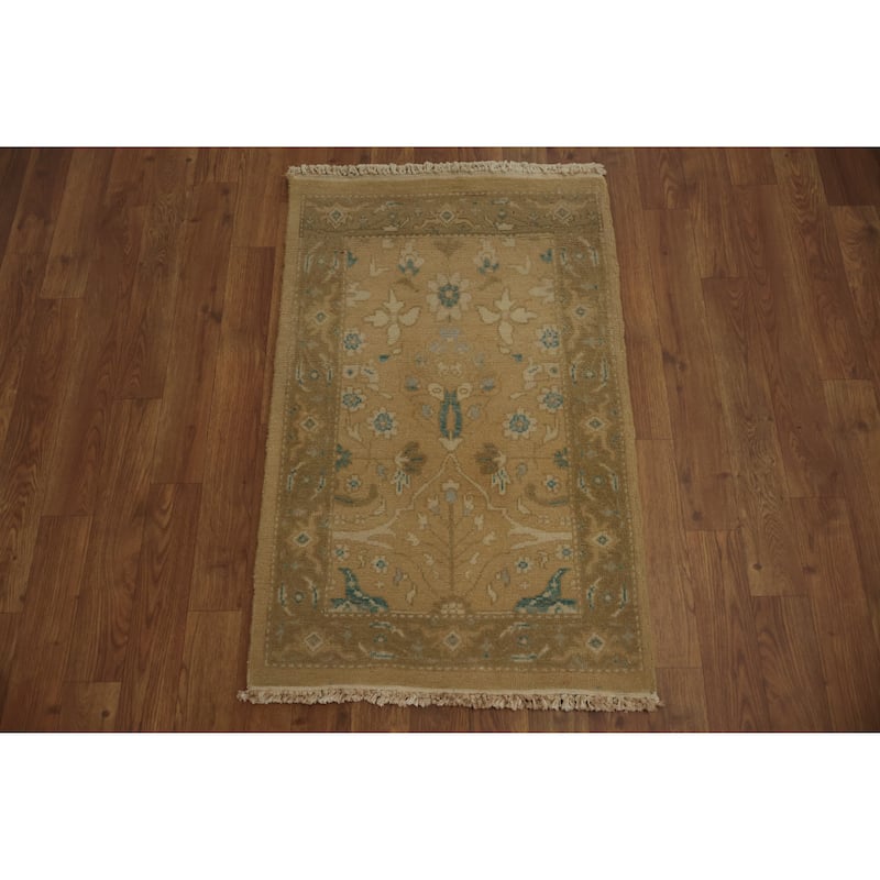 Hand Knotted Oriental 100% Wool Carpet Traditional All-Over Brown Ziegler Area Rug - 2' 11'' X 1' 11''