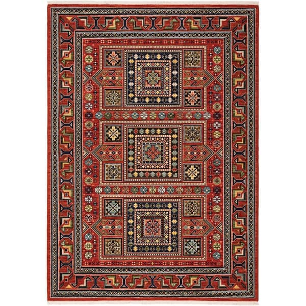 slide 2 of 3, Style Haven Leander Nomadic Medallion Fringed Wool Blend Area Rug 2' x 3'