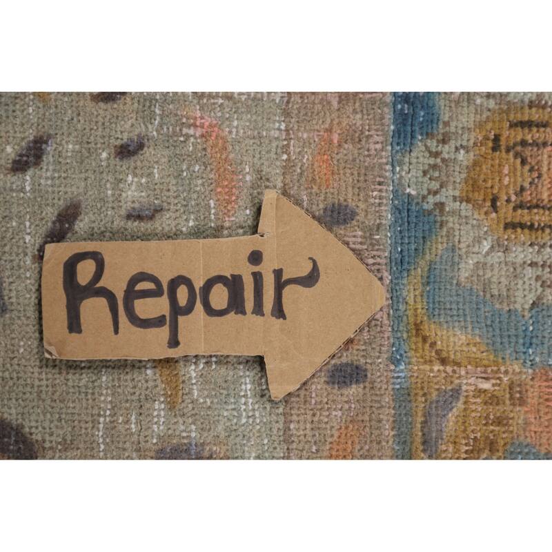 Distressed Over-Dyed Tabriz Antique Area Rug Handmade Wool Carpet - 6'3"x 9'11"