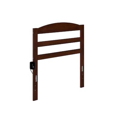 Twin Headboard Walnut Wood Slat Design Bedroom Decor