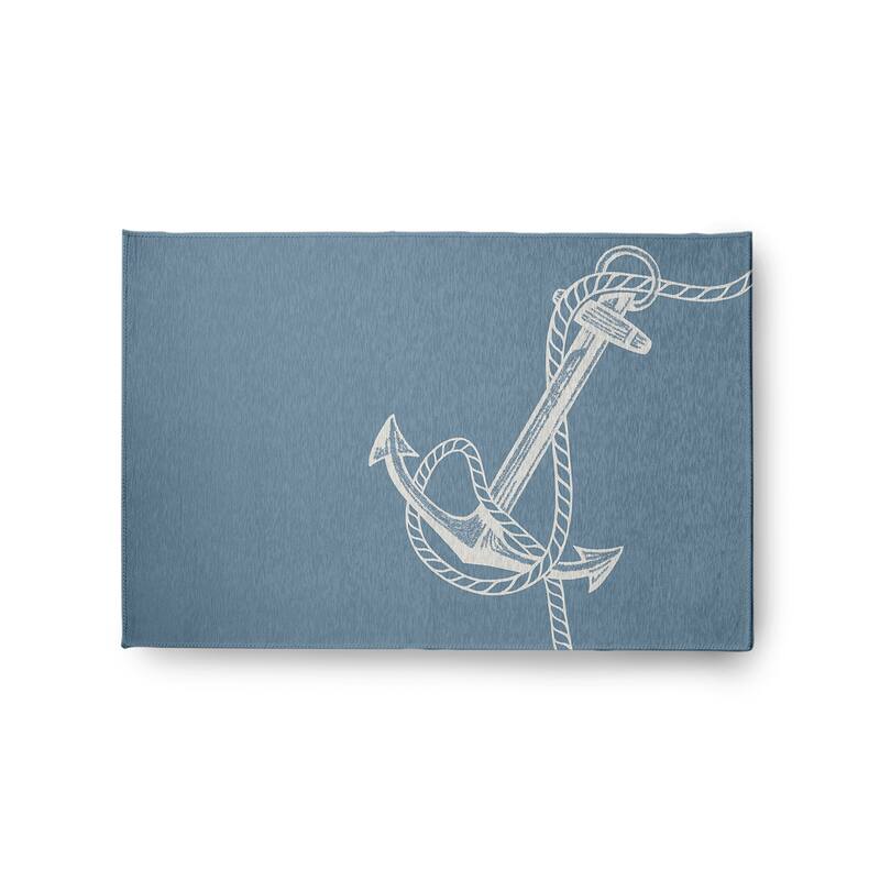 Anchored Nautical Chenille Rug - Dusty Smoke - 2' x 3'