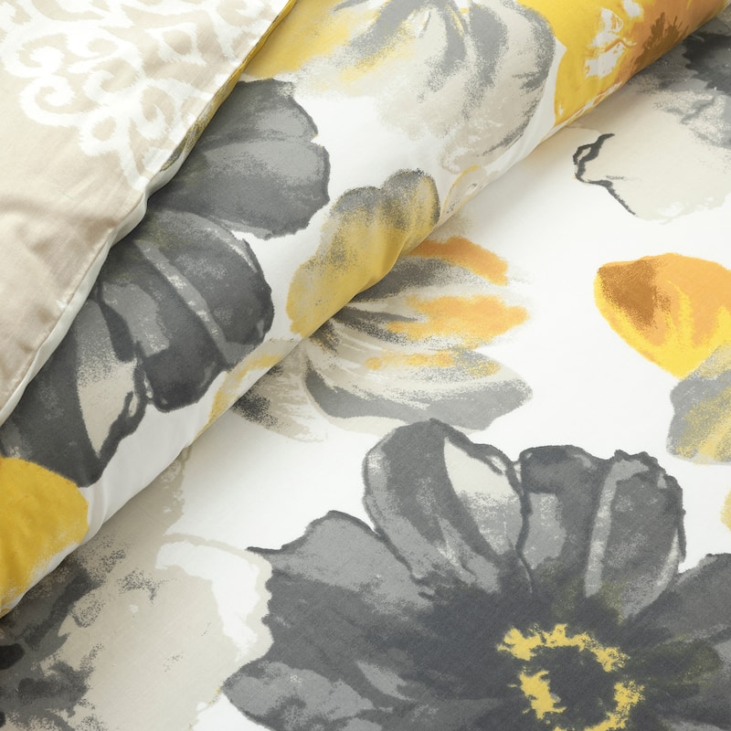 Lush Decor Leah Reversible Cotton Duvet Cover 3 Piece Set