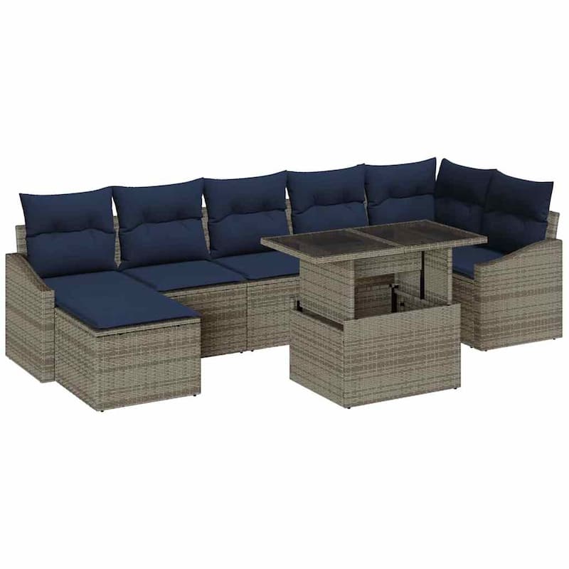 vidaXL 8 Piece Garden Sofa Set with Cushions - 113.6×48.6×27.2
