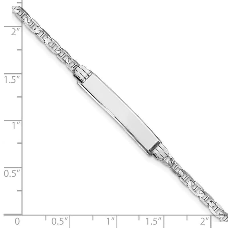 Curata 4.5mm 14k White Gold Engravable Mariner Anchor Link ID Bracelet