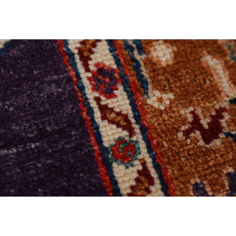Hand Knotted Oriental 100% Wool Carpet Transitional Floral Purples Oushak Runner Rug - 9' 11'' X 2' 8''