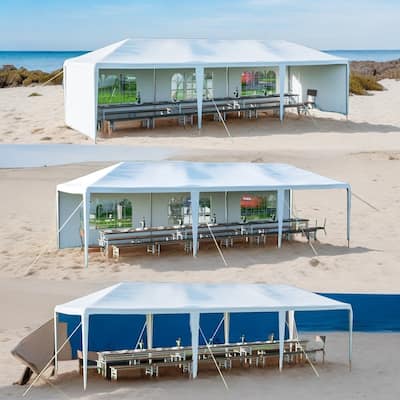 10x30' Outdoor Gazebo Canopy Tent with 5 Removable Sidewalls For Wedding Party Garden Patio White