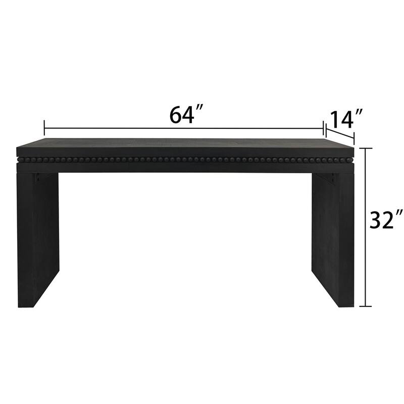Vintage Sofa Table Beaded Trim Console Table for Hallway Living Room