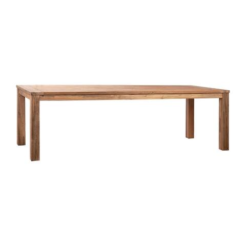 Silas Rectangular Indoor-Outdoor Teak Dining Table with Block Style Base