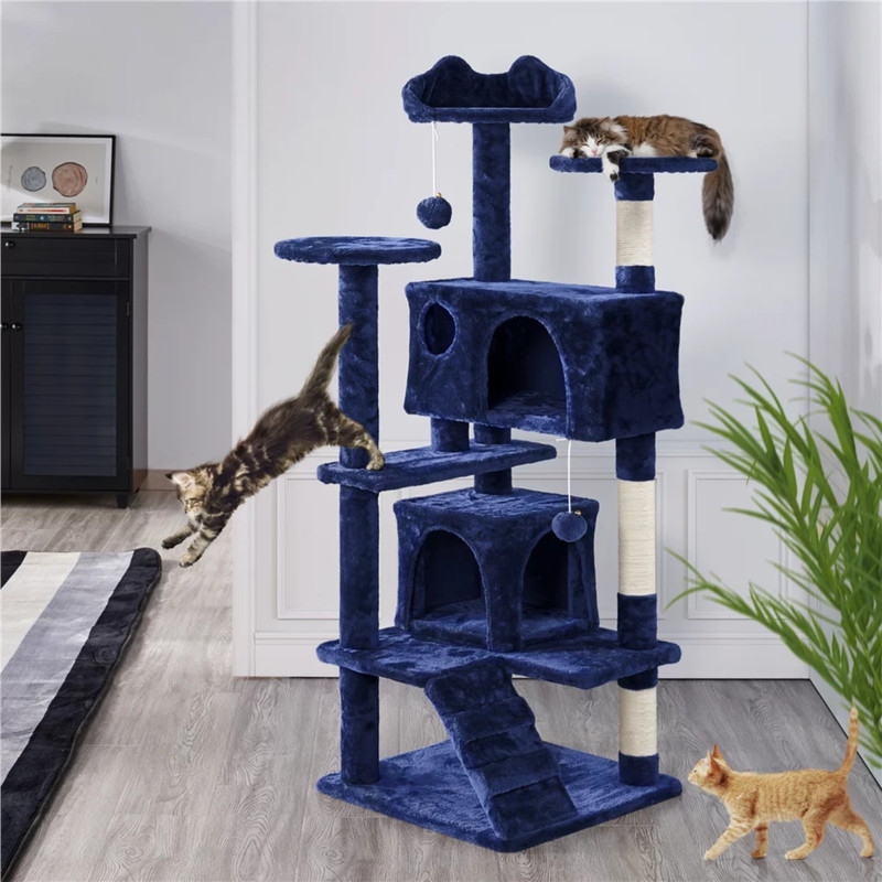 Navy blue cat tree clearance