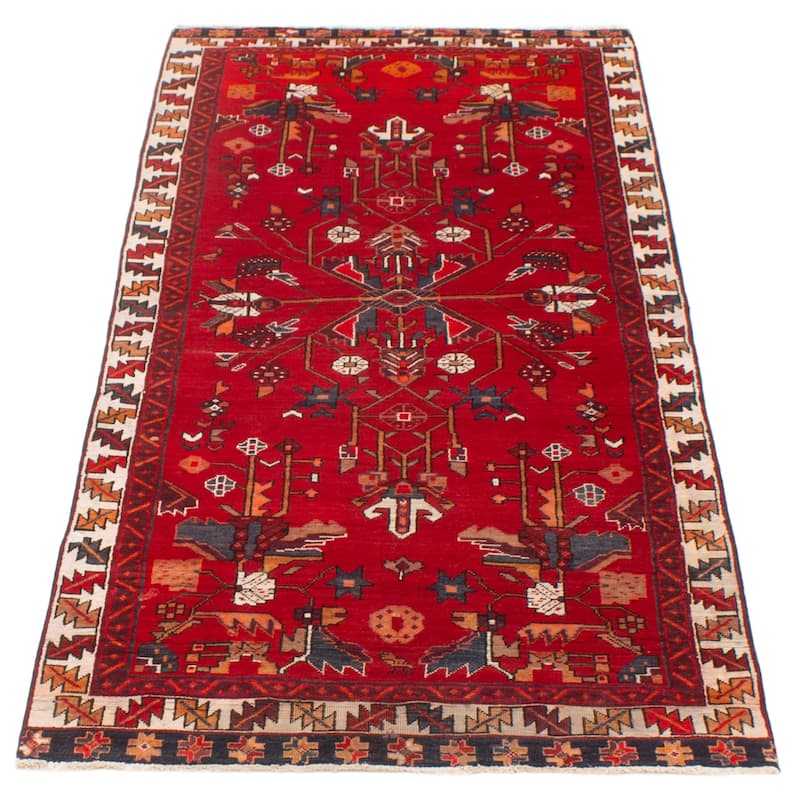 ECARPETGALLERY Hand-knotted Melis Vintage Red Wool Rug - 3'5 x 7'4