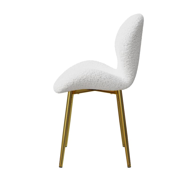 Teddy Dining Chairs Set of 2, Armless Accent Side Chair with Metal Legs and Shell Shaped Backrest for Kitchens