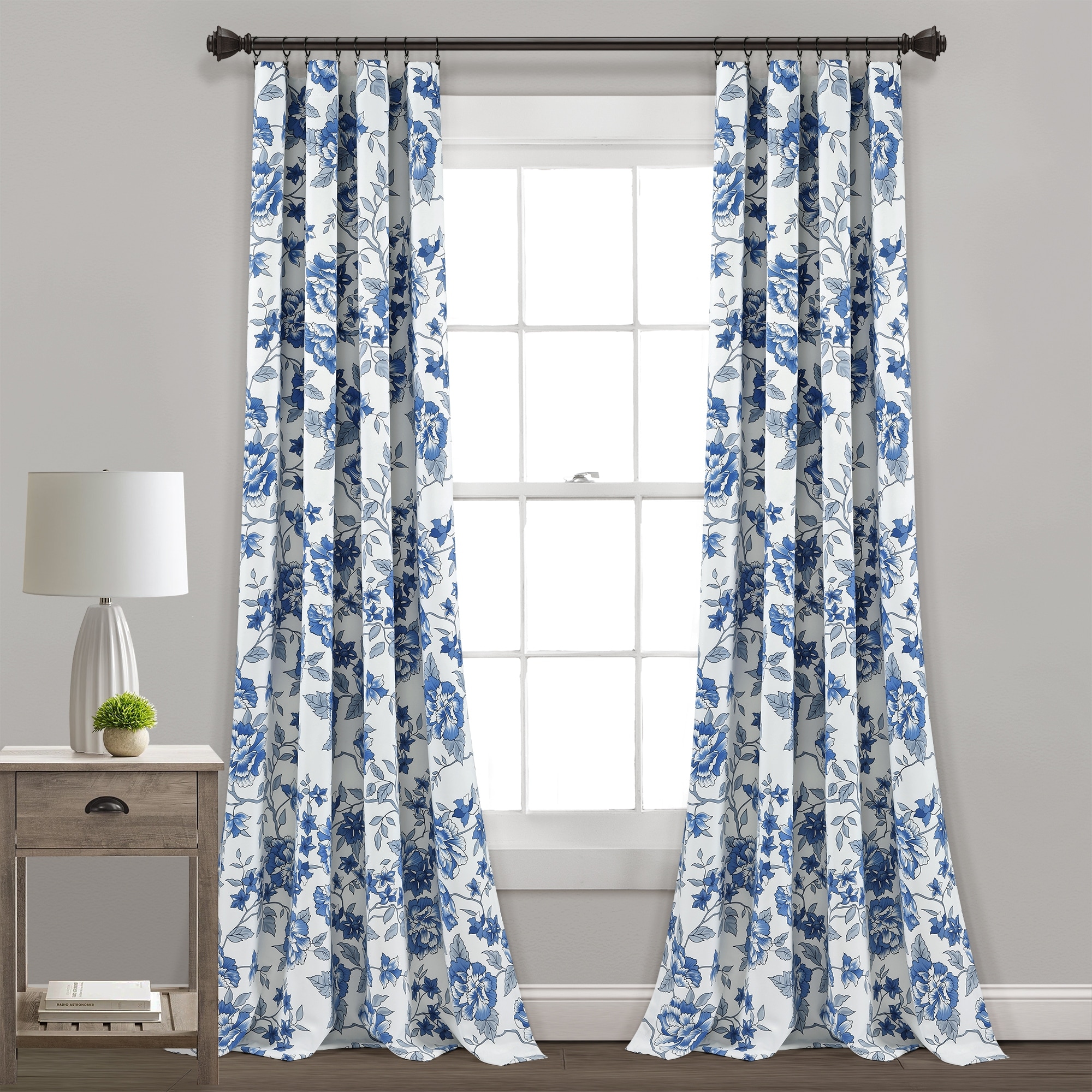 Lush Decor Ivana Floral Room Darkening Window Curtain Panel Pair - 84" x 52"