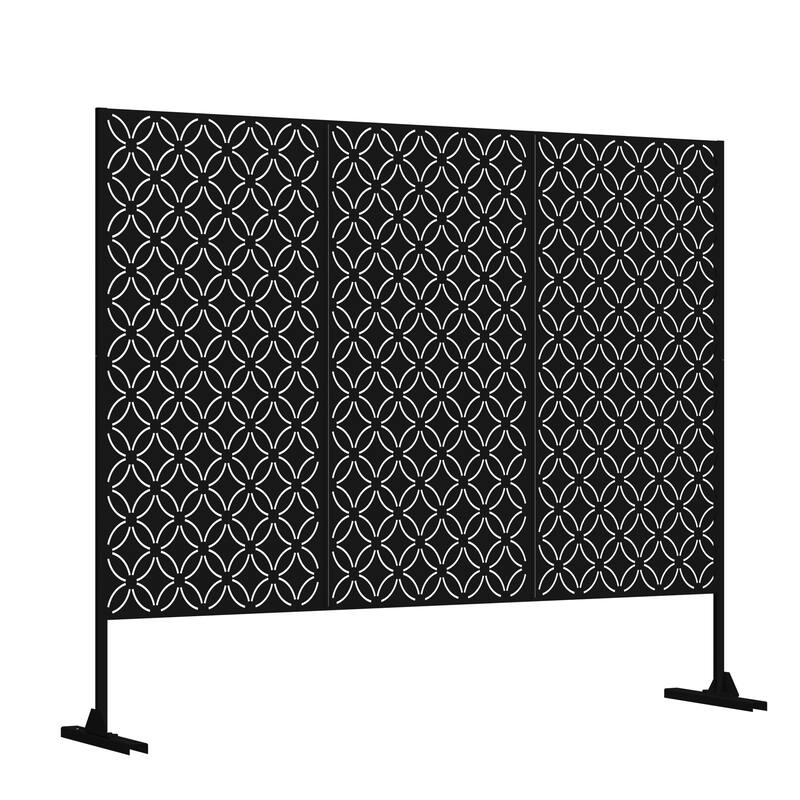 Metal Privacy Screen Wall Decoration Free Standing-6.3 ft. H X 4 ft. W
