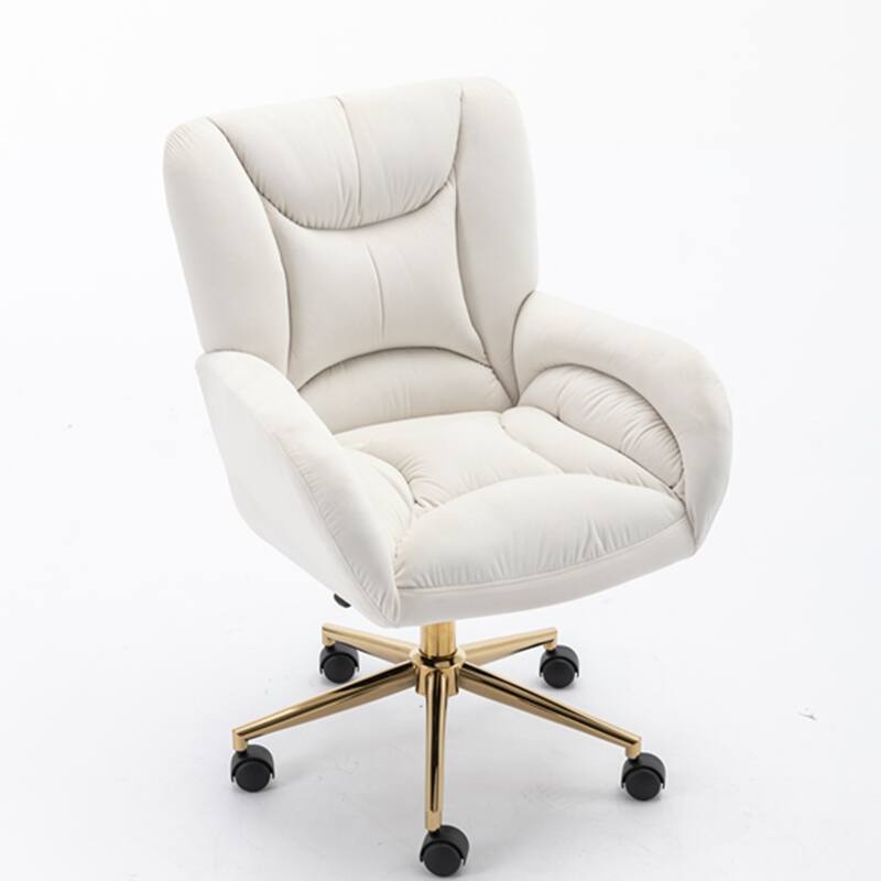 360 Swivel Fabric Home Office Chair With Gold Metal Base