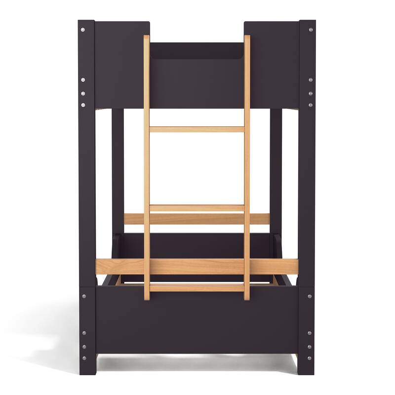 Furniture of America Zyric Purple Mauve Solid Wood Twin over Twin Low Profile Bunk Bed